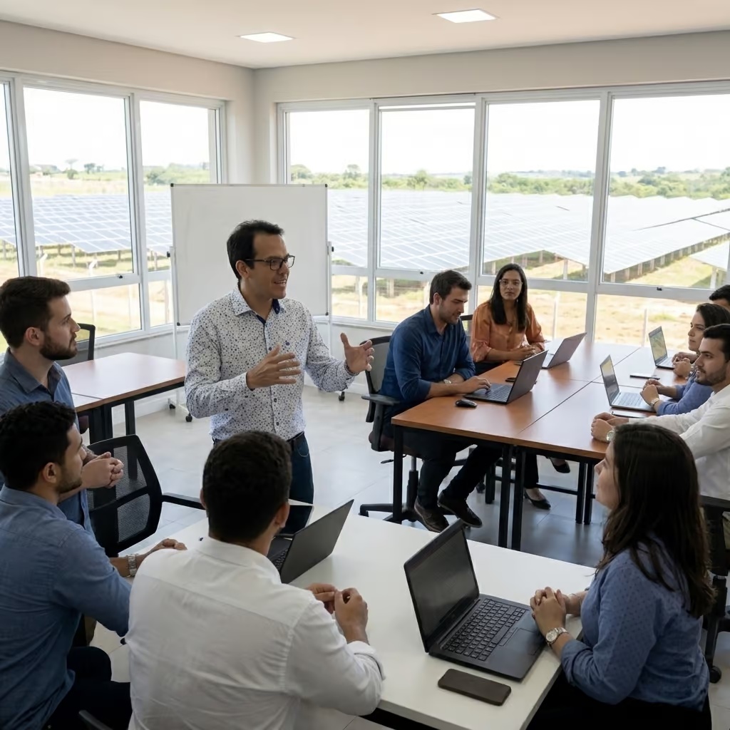 Equipe em treinamento e planejamento